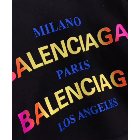 Replica Balenciaga Unisex Printed cotton-jersey hooded top Black #27820